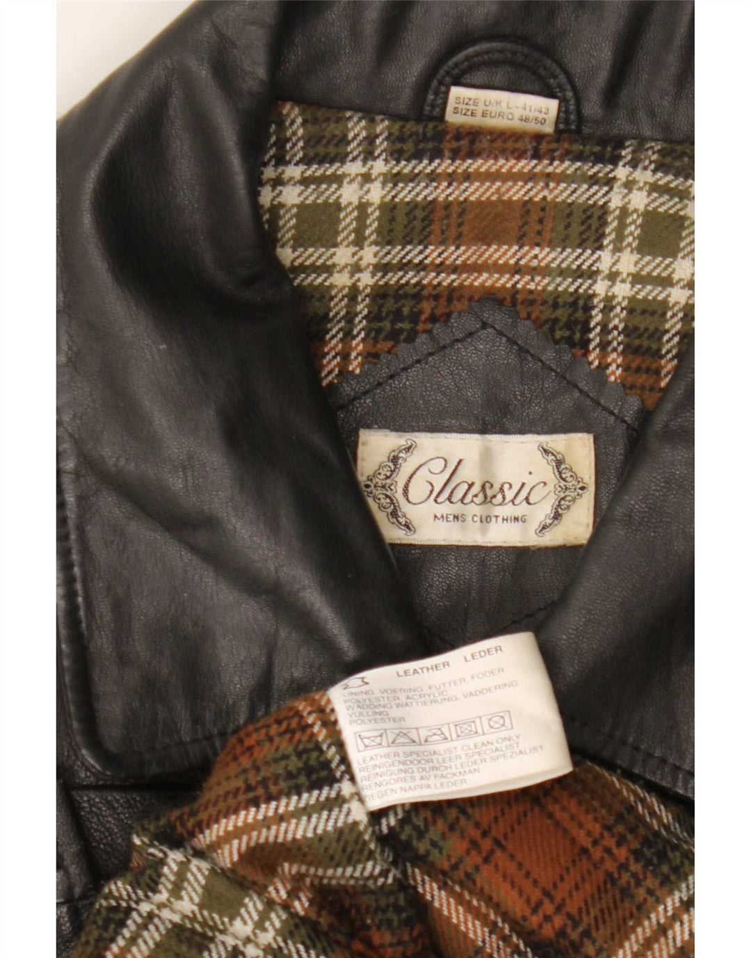 CLASSIC Mens Leather Jacket UK 41/43 Large Black