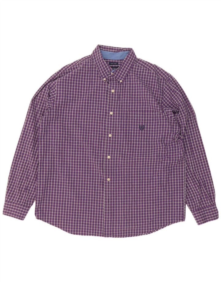 Chaps Mens Easy Care Shirt XL Purple Check Cotton