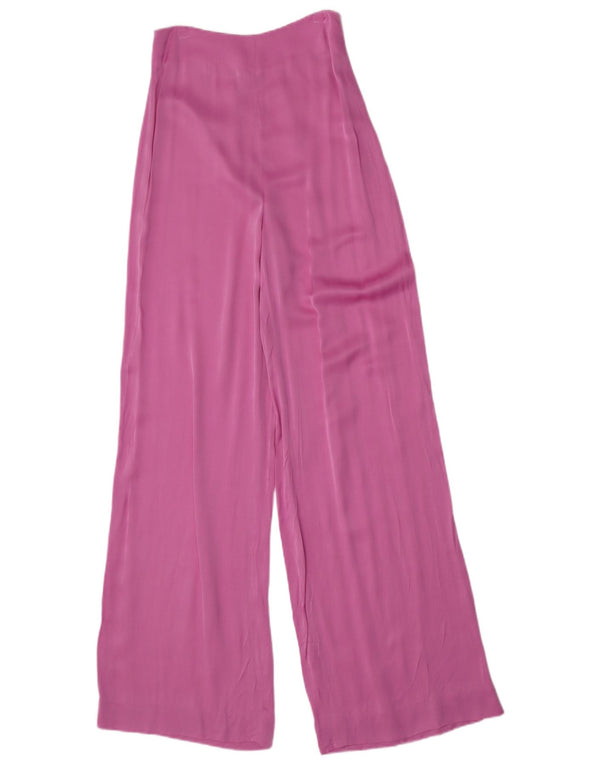 Damskie spodnie typu casual z wysokim stanem i szerokimi nogawkami Zara, średnie W28 L33, różowe