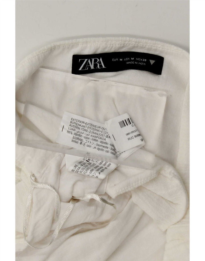 Zara Womens Halter Top UK 12 Medium White Cotton
