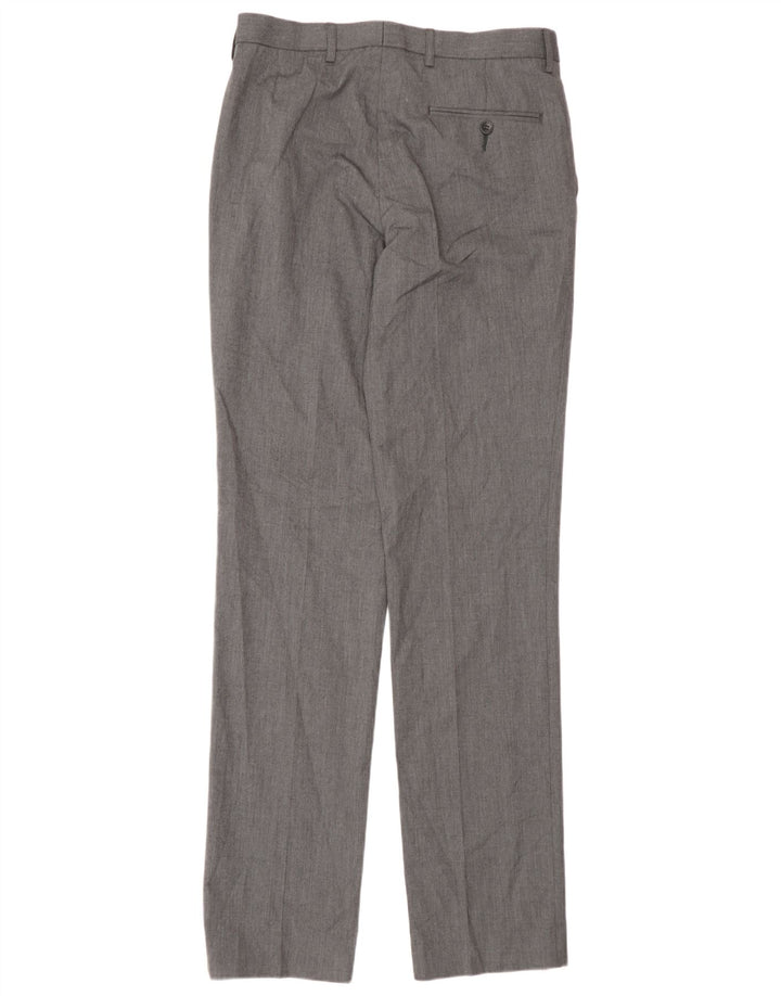 Marks & Spencer Mens Straight Suit Trousers W30 L35 Grey Polyester