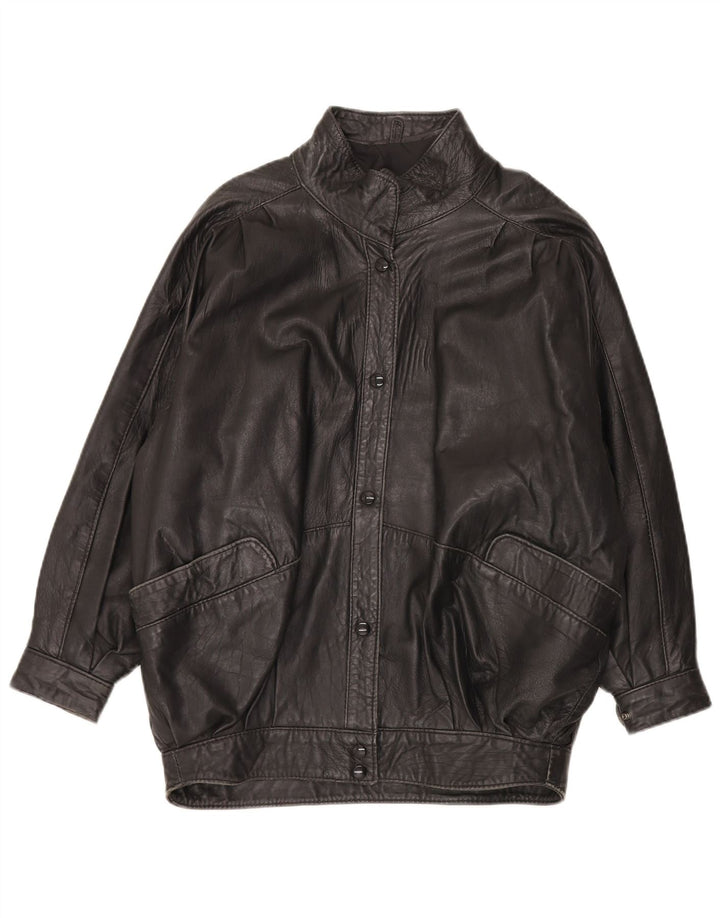 Vintage Womens Leather Jacket UK 20 2XL Black Leather