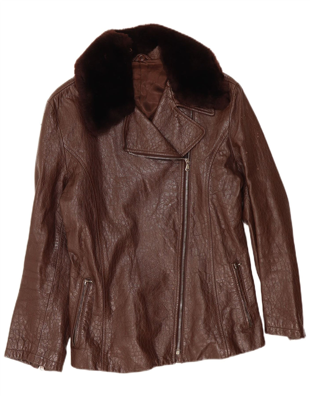 Vintage Womens Leather Jacket IT 42 Medium Brown Leather