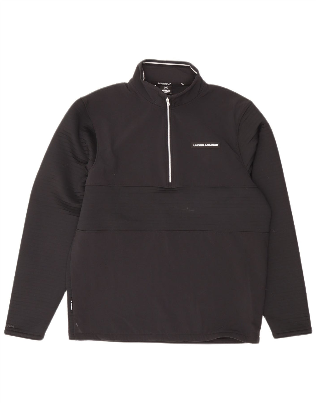 Felpa da uomo Under Armour con collo con zip, maglione medio nero in poliestere
