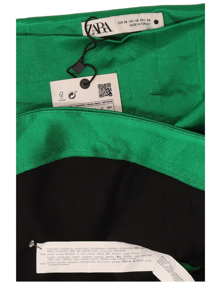 Zara Womens Mini Skirt XS W24 Green Viscose