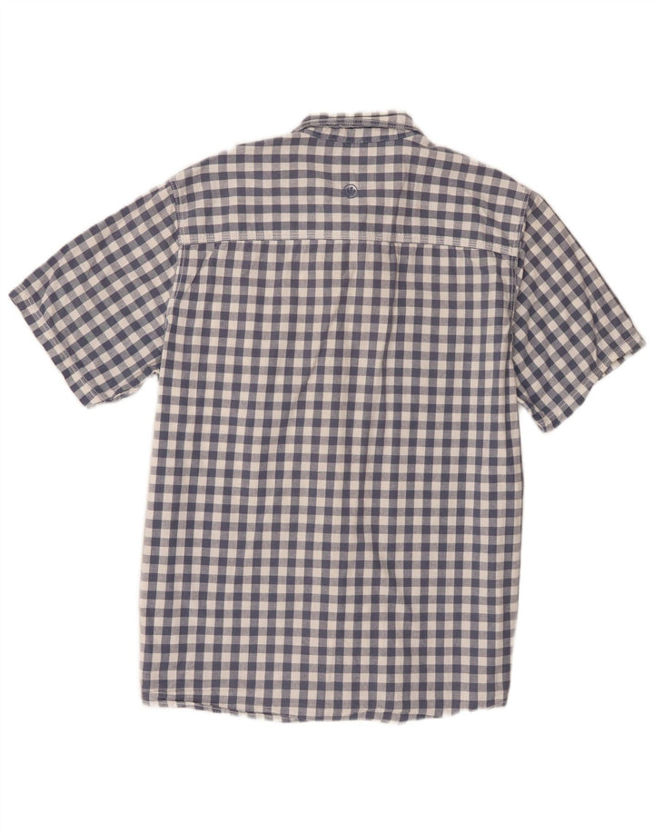 Fat Face Mens Short Sleeve Classic Fit Shirt Large Blue Gingham Cotton