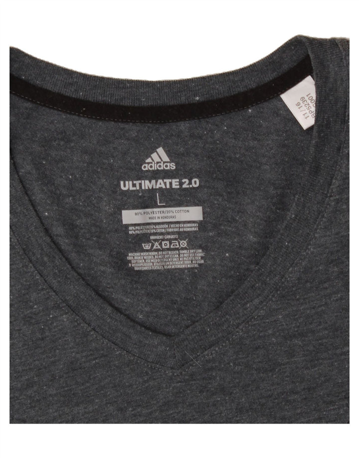 ADIDAS Womens T-Shirt Top UK 16 Large Grey Polyester Vintage Adidas and Second-Hand Adidas from Messina Hembry 