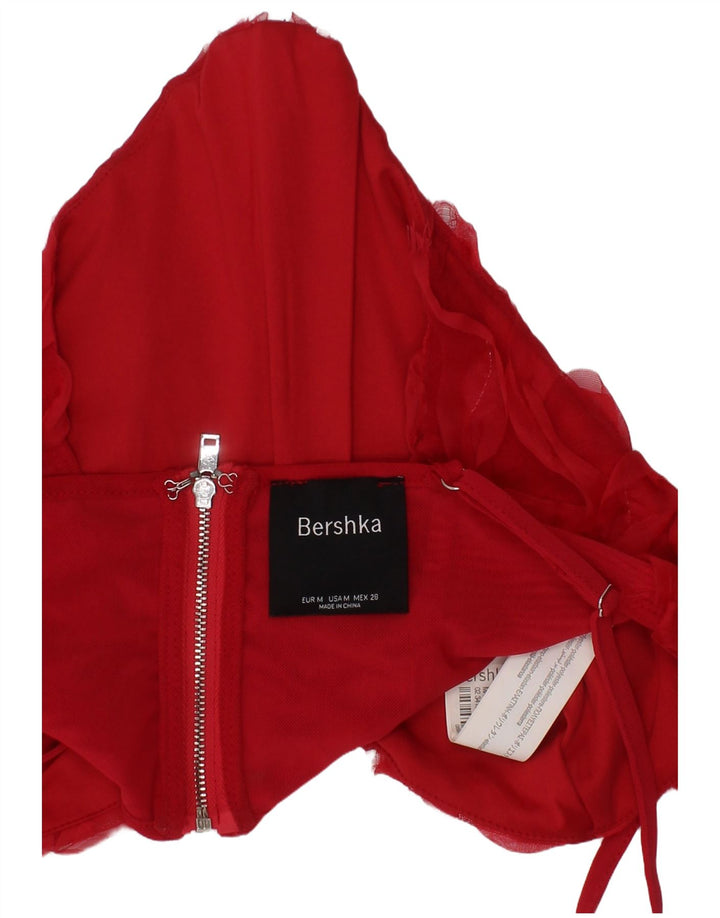 Bershka Donna Corsetto Corto Top Rosso Medio Poliestere Festival