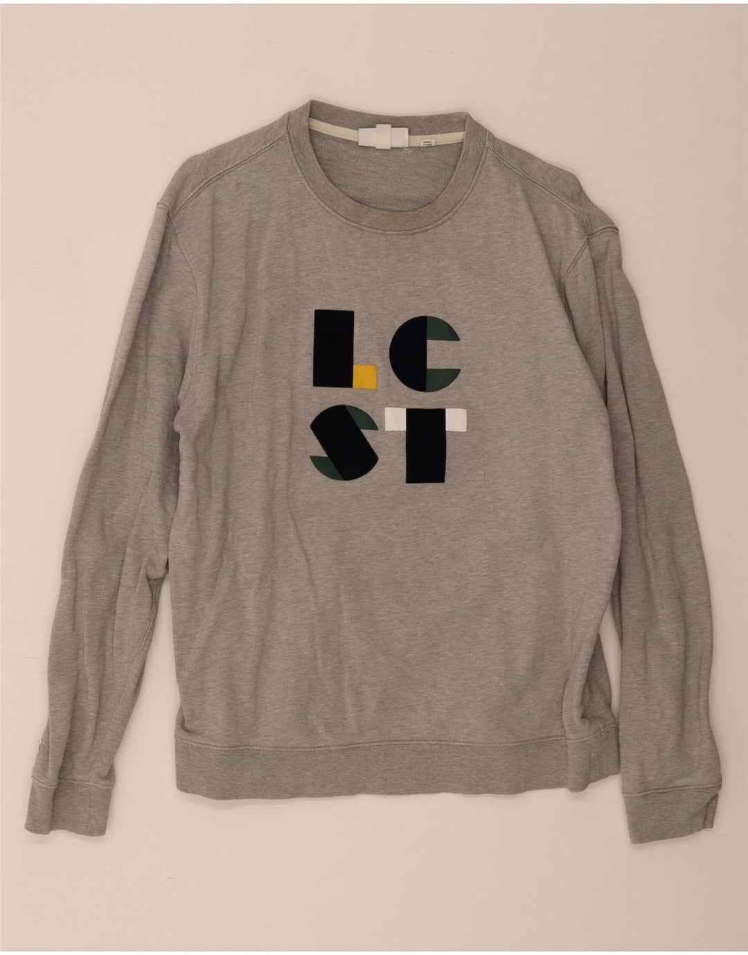 Lacoste Mens Graphic Sweatshirt Jumper Size 5 Large Grey Cotton