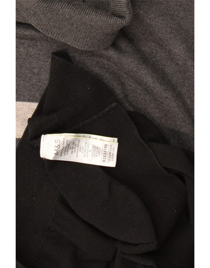 Marks & Spencer Mens Roll Neck Jumper Sweater Large Black Colourblock