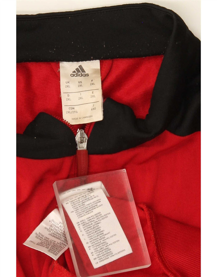 Adidas Mens Tracksuit Top Jacket 2XL Red Colourblock Polyester