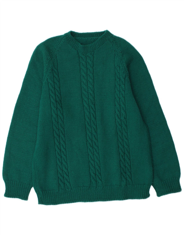 Vintage herre sweater med rund hals, medium grøn