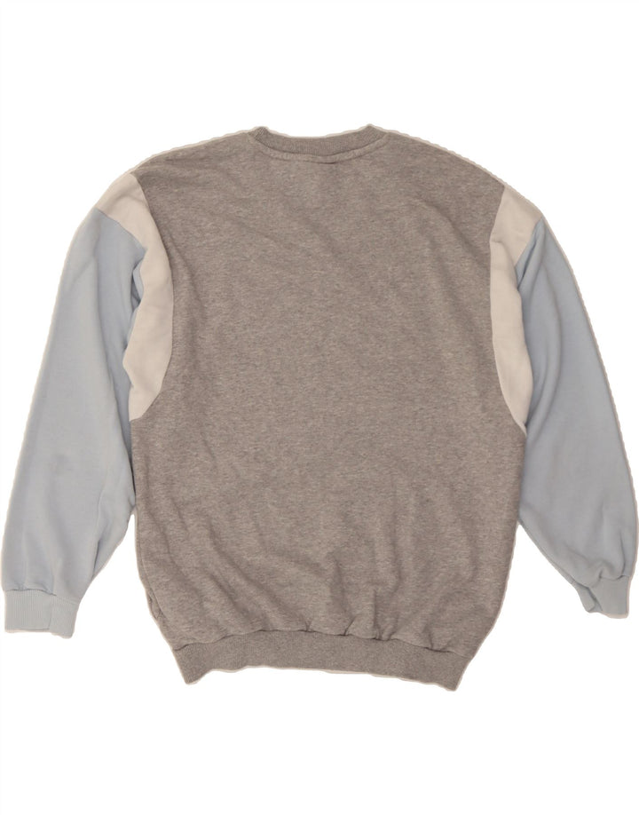 ADIDAS Womens Graphic Sweatshirt Jumper UK 12 Medium Grey Colourblock Vintage Adidas and Second-Hand Adidas from Messina Hembry 