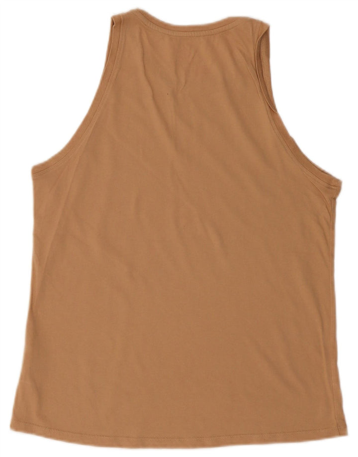 Nike Womens Dri Fit Graphic Vest Top UK 12 Medium Beige Cotton