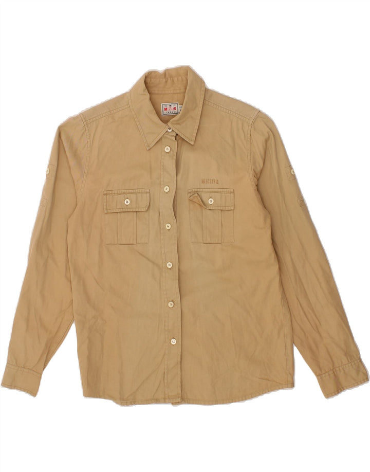 MUSTANG Womens Shirt UK 14 Medium Beige Cotton Vintage Mustang and Second-Hand Mustang from Messina Hembry 