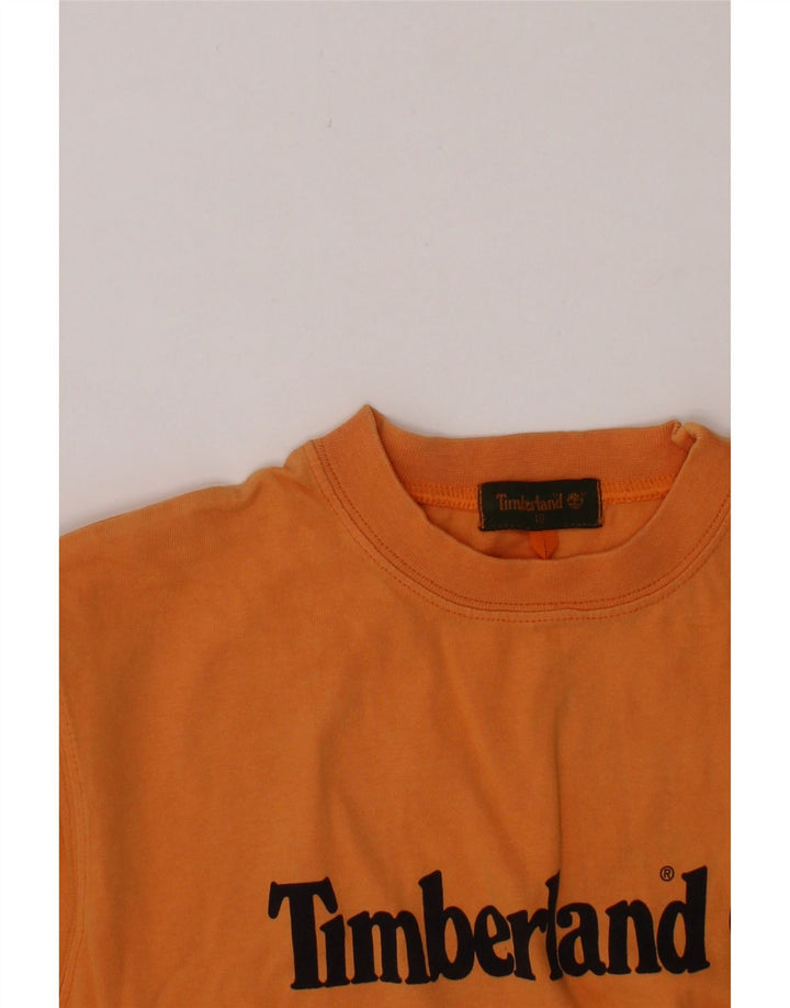 TIMBERLAND Boys Graphic T-Shirt Top 9-10 Years Orange Vintage Timberland and Second-Hand Timberland from Messina Hembry 