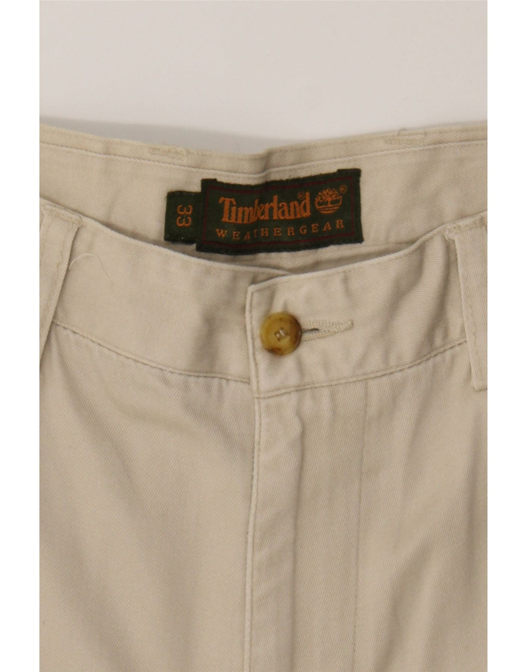 TIMBERLAND Mens Straight Chino Trousers W33 L30 Beige Cotton Vintage Timberland and Second-Hand Timberland from Messina Hembry 