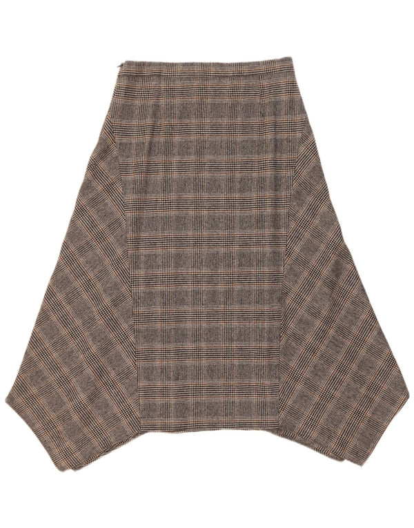 Massimo Dutti Damen Asymmetrischer Rock EU 40 Medium W30 Grau karierte Wolle