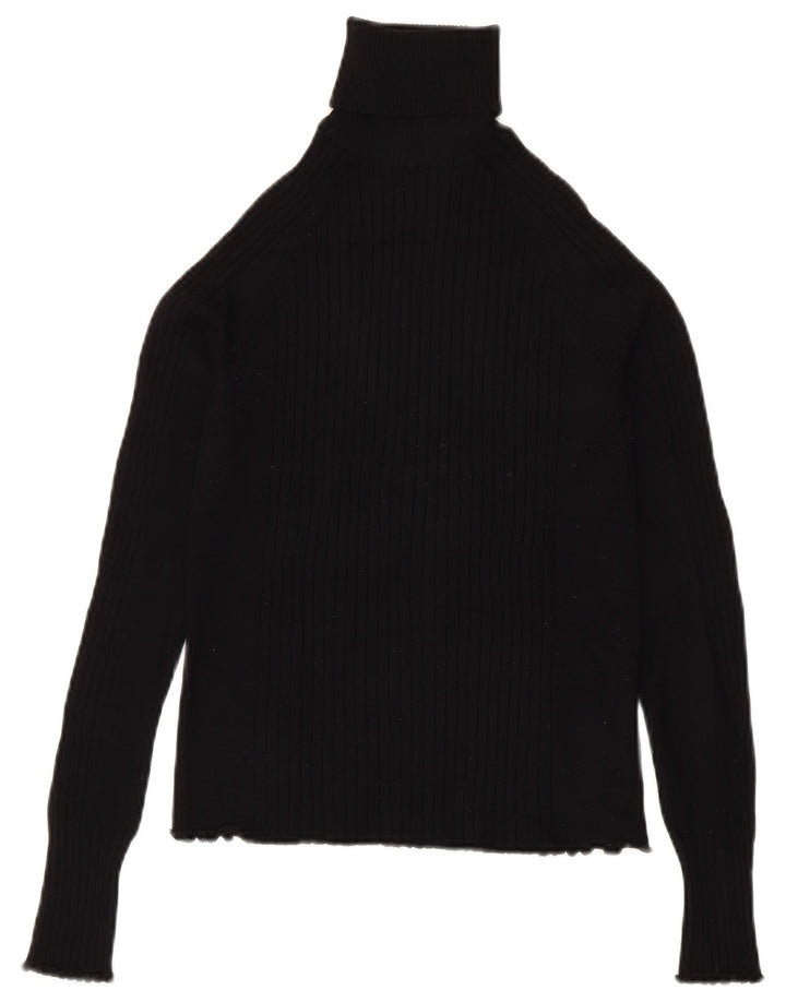 Zara Womens Roll Neck Jumper Sweater UK 8 Small Black Viscose