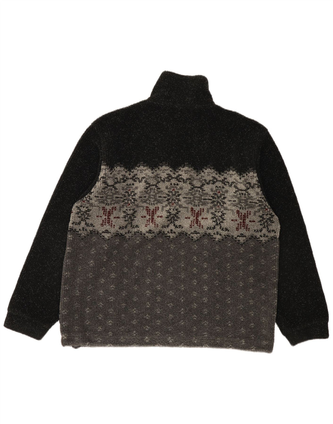 Colmar Mens Zip Neck Fleece Jumper Medium Black Fair Isle