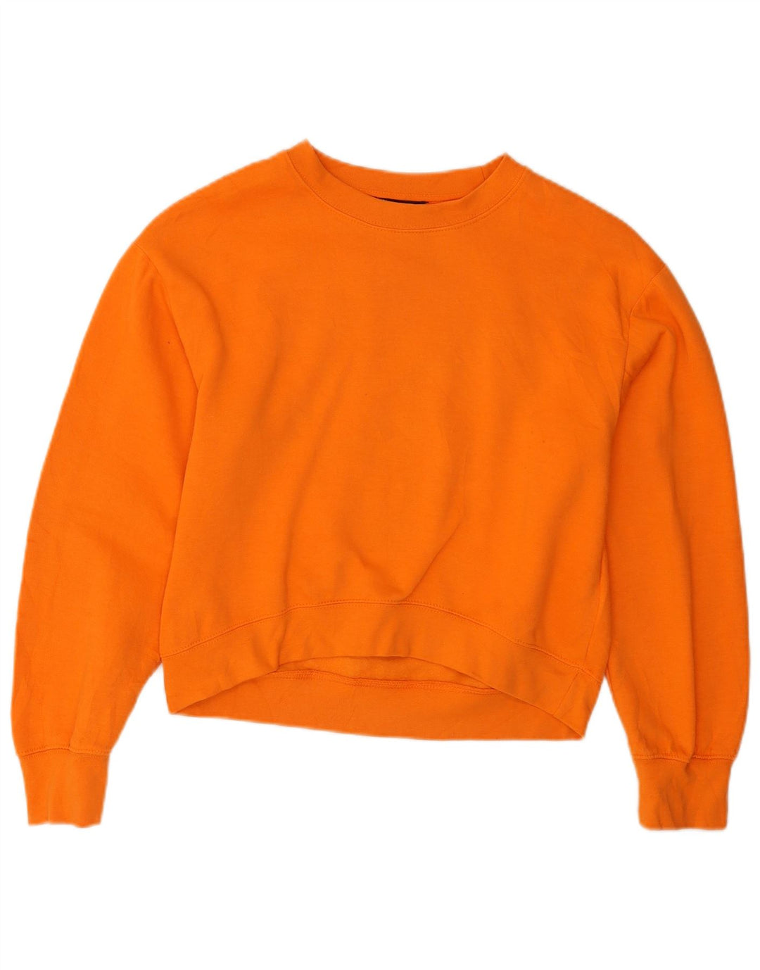 Zara Womens Crop Oversized Sweatshirt Jumper UK 10 Small Orange Polyester