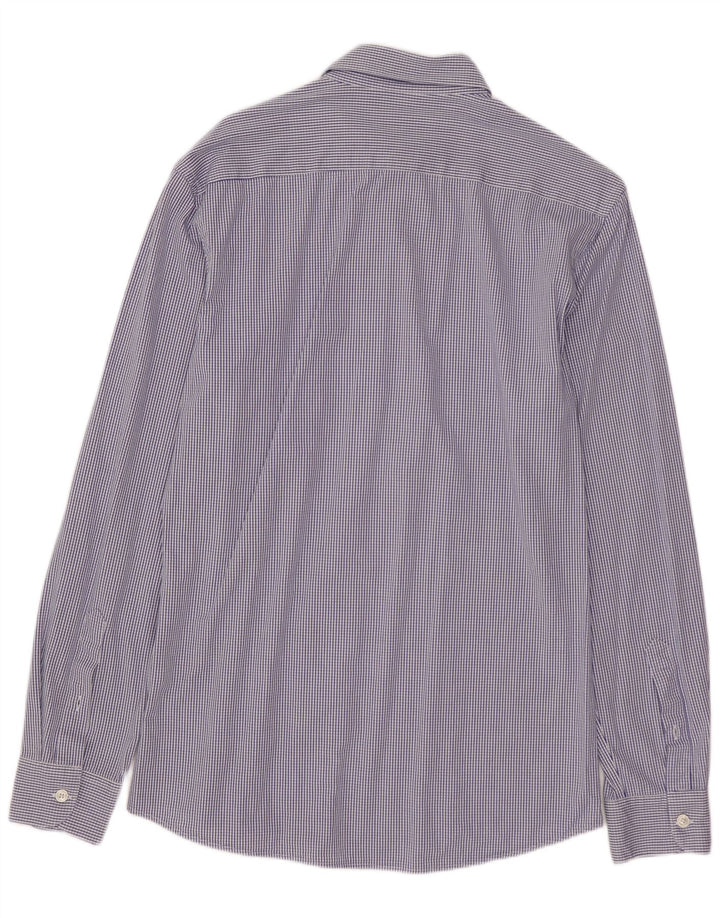 ZARA Herren-Slim-Fit-Hemd aus mittelblauer Karo-Baumwolle