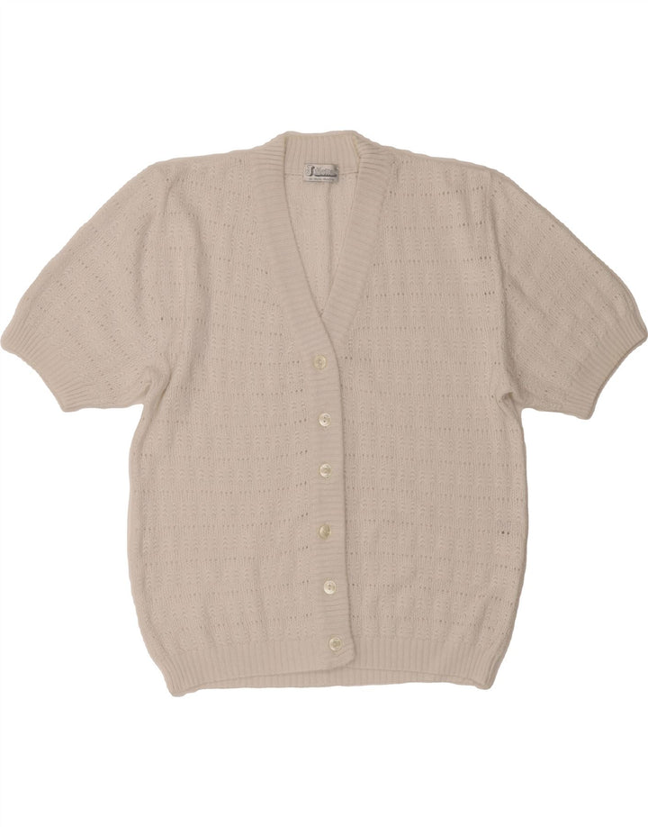 JULIETTA Womens Short Sleeve Cardigan Sweater EU 40 Medium White Polyester Vintage Julietta and Second-Hand Julietta from Messina Hembry 