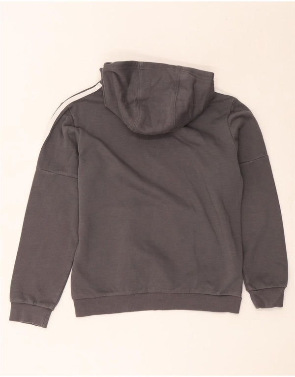 Felpa con cappuccio grafica Adidas da ragazzo a tre strisce 11-12 anni in cotone grigio