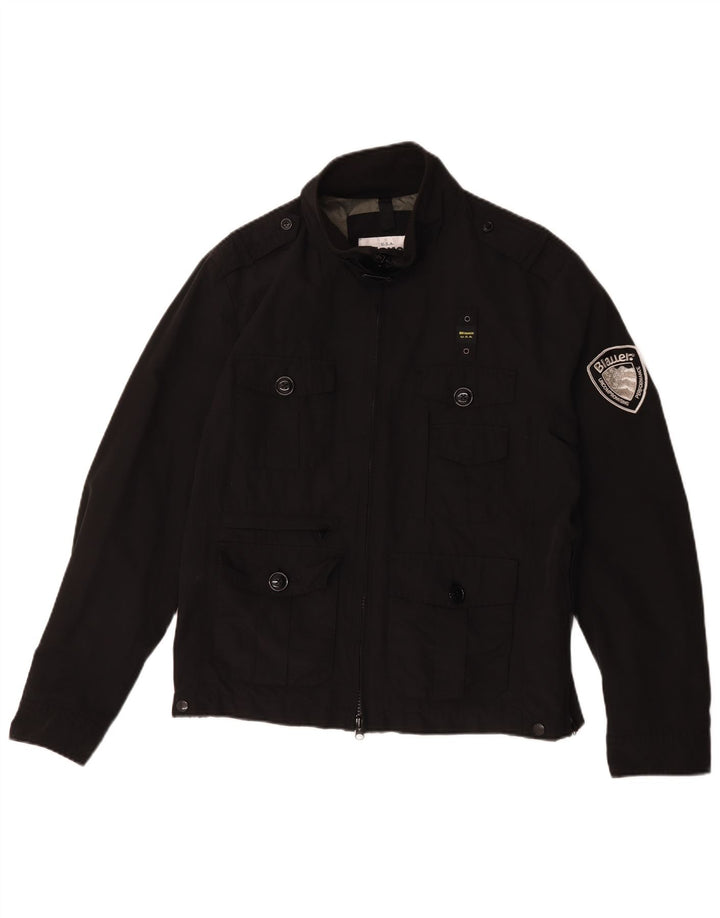 Blauer Mens Military Utility Jacket UK 42 XL Black Cotton