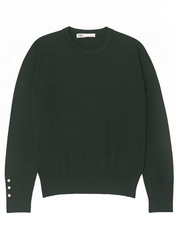 Женский джемпер с круглым вырезом Zara UK 12, средний зеленый вискоза