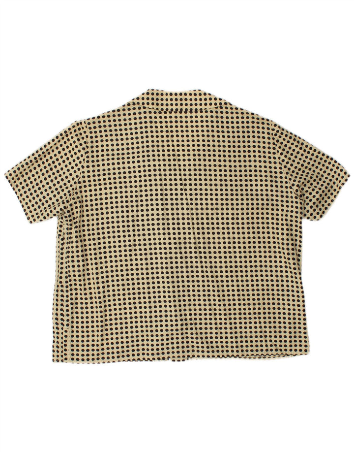 VINTAGE Womens Oversized Shirt Blouse UK 14 Medium Yellow Spotted