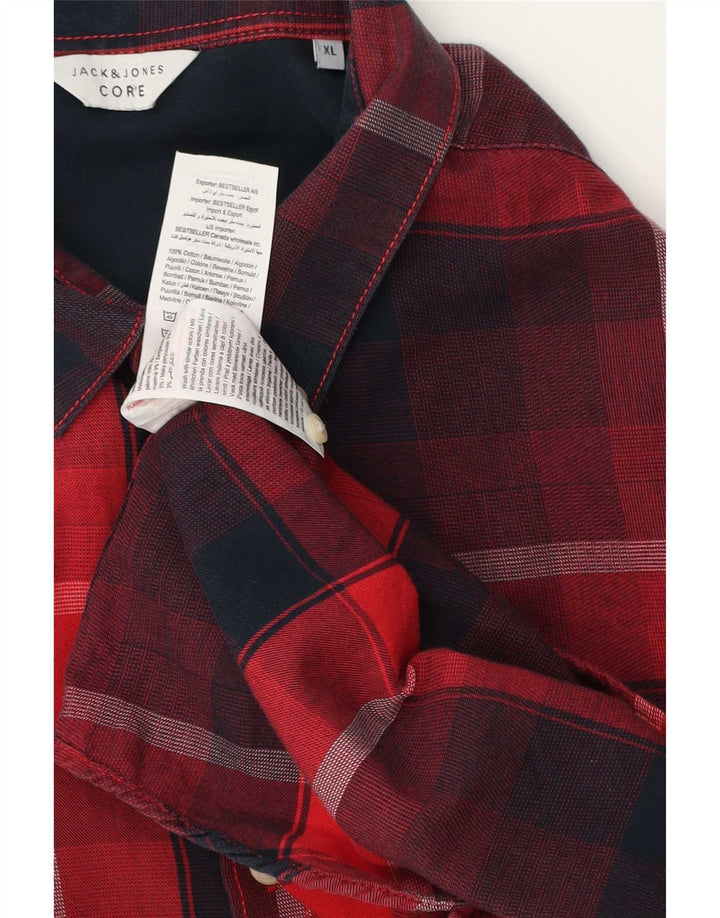 Jack & Jones Mens Core Flannel Shirt XL Red Plaid Cotton