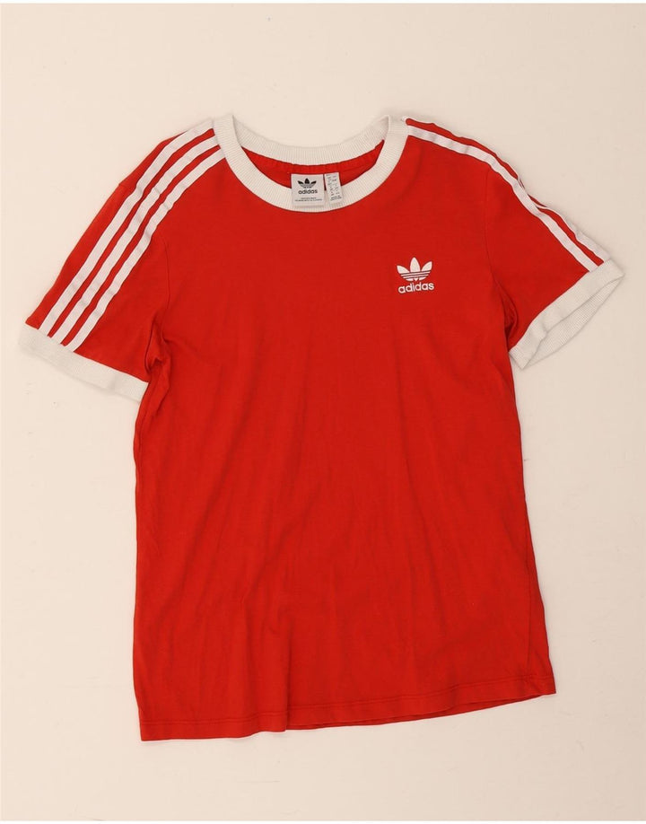 Adidas Dame T-Shirt Top UK 12 Medium Rød Bomuld