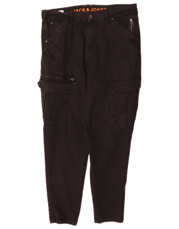 Calça cargo masculina cônica Jack & Jones W31 L30 algodão preto