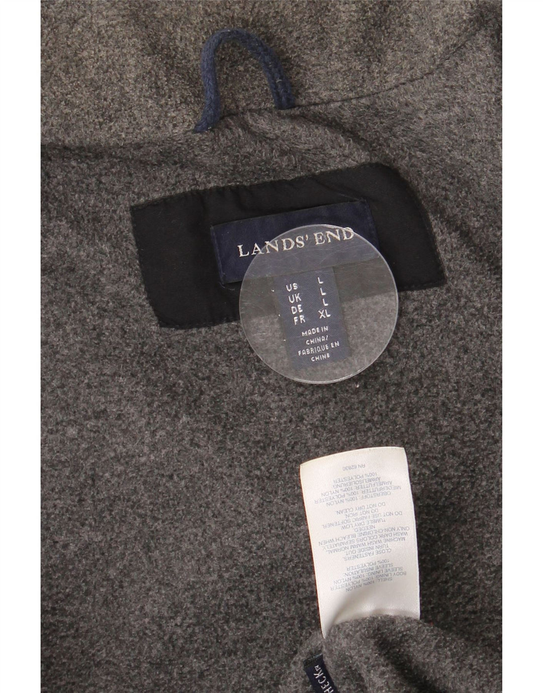 LANDS END Mens Liner Windbreaker Jacket UK 40 Large Black Nylon