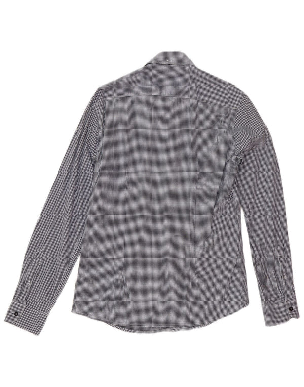 Gas Mens Shirt Small Navy Blue Gingham Cotton