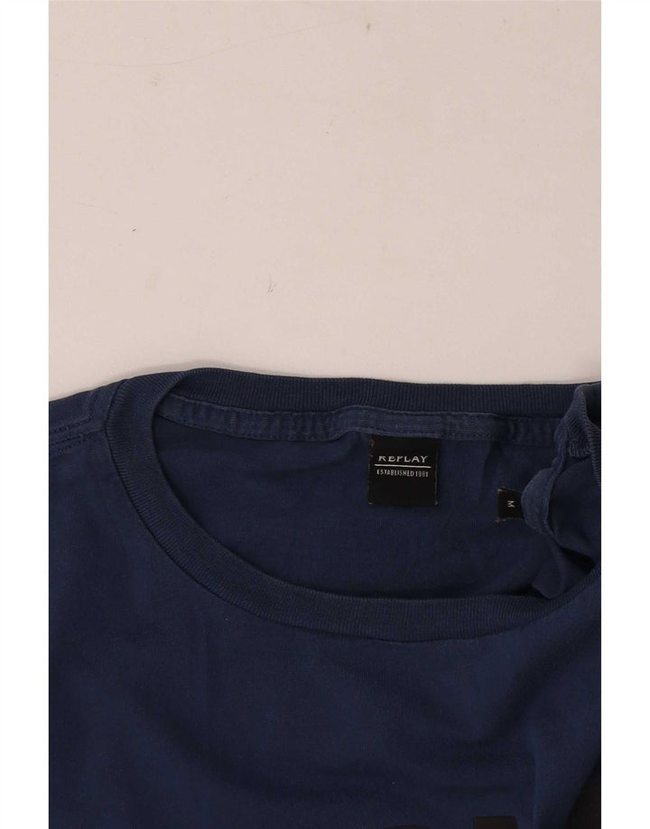 Ανδρικό μπλουζάκι με κανονικό γραφικό Replay Top Medium Navy Blue