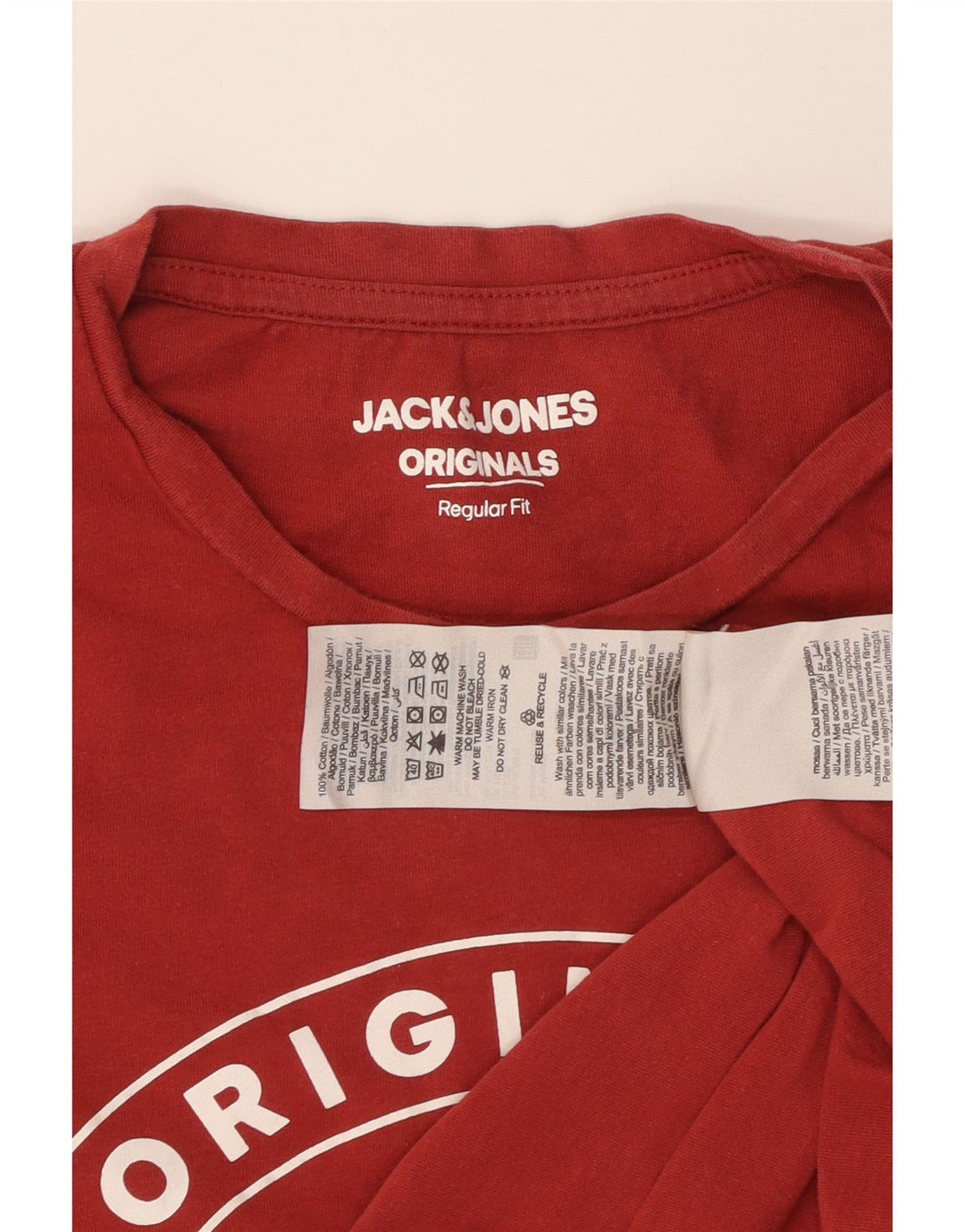 JACK & JONES Herre Regular Fit Grafisk T-shirt Top Medium Rød Bomuld