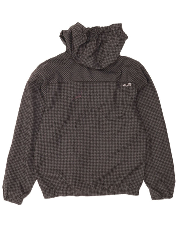 Volcom Дождевик с капюшоном для девочек 13–14 лет XL, серый полиэстер с узором «гусиные лапки»