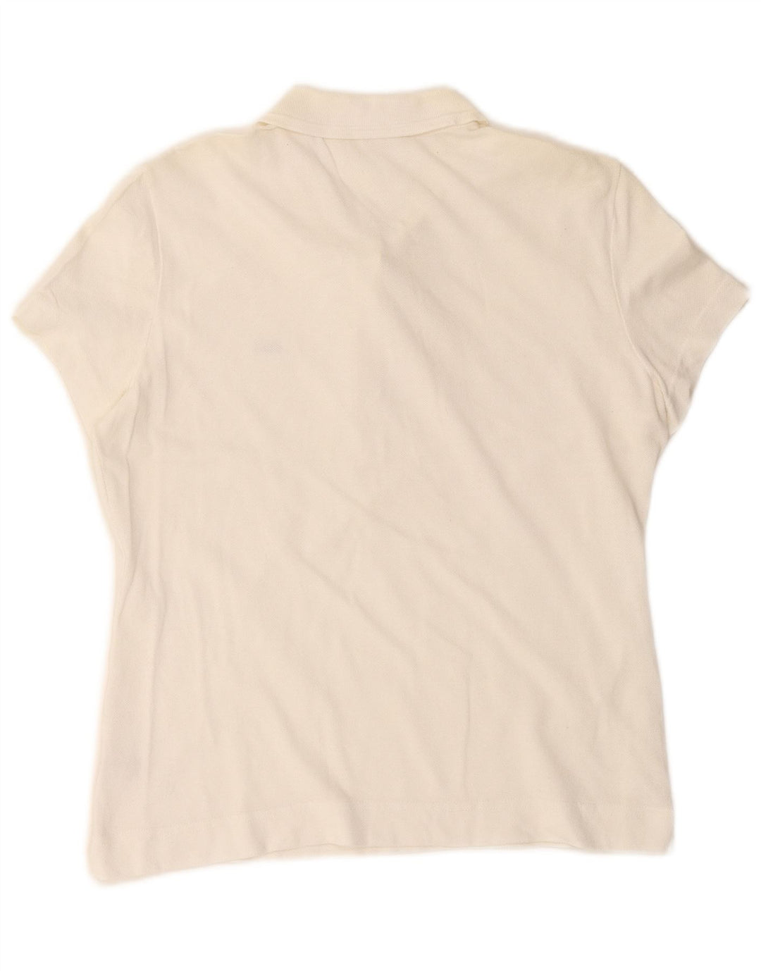 LACOSTE Womens Polo Shirt Size 42 Large Off White Cotton
