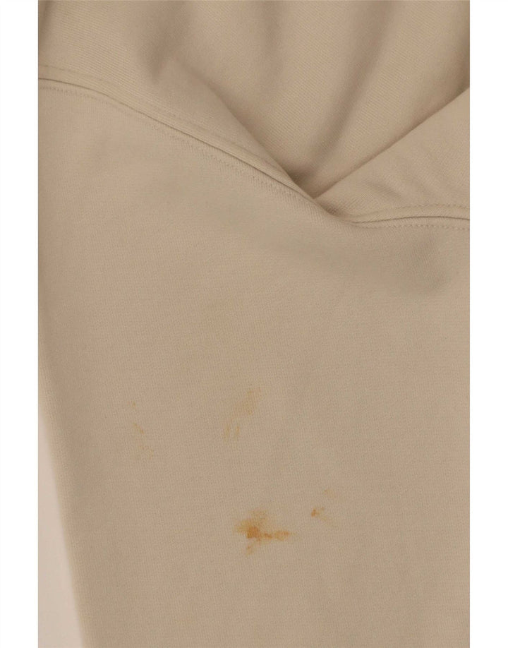 Zara Womens Zip Neck Sweatshirt Jumper UK 14 Medium Beige Cotton