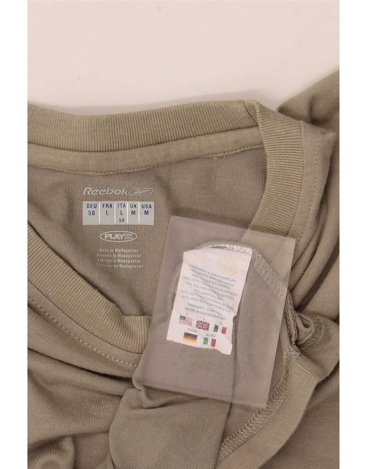 Reebok Mens T-Shirt Top Medium Khaki Cotton