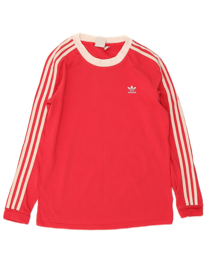 Adidas Maglia a maniche lunghe da donna UK 10 Small Rosso Colorblock