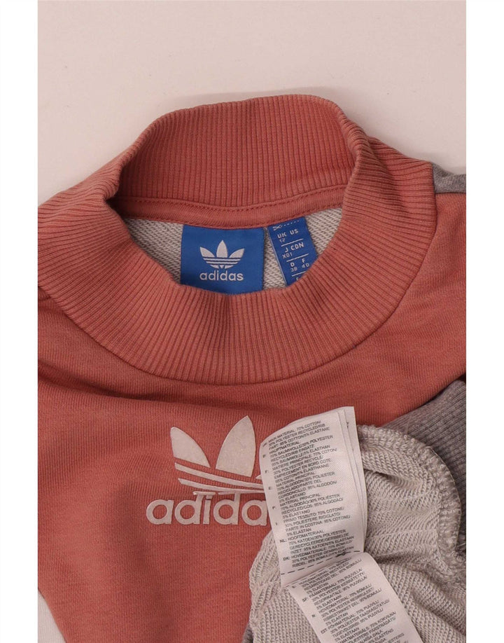 Adidas Dame Sweatshirt Jumper UK 12 Medium Grey Colourblock Bomuld