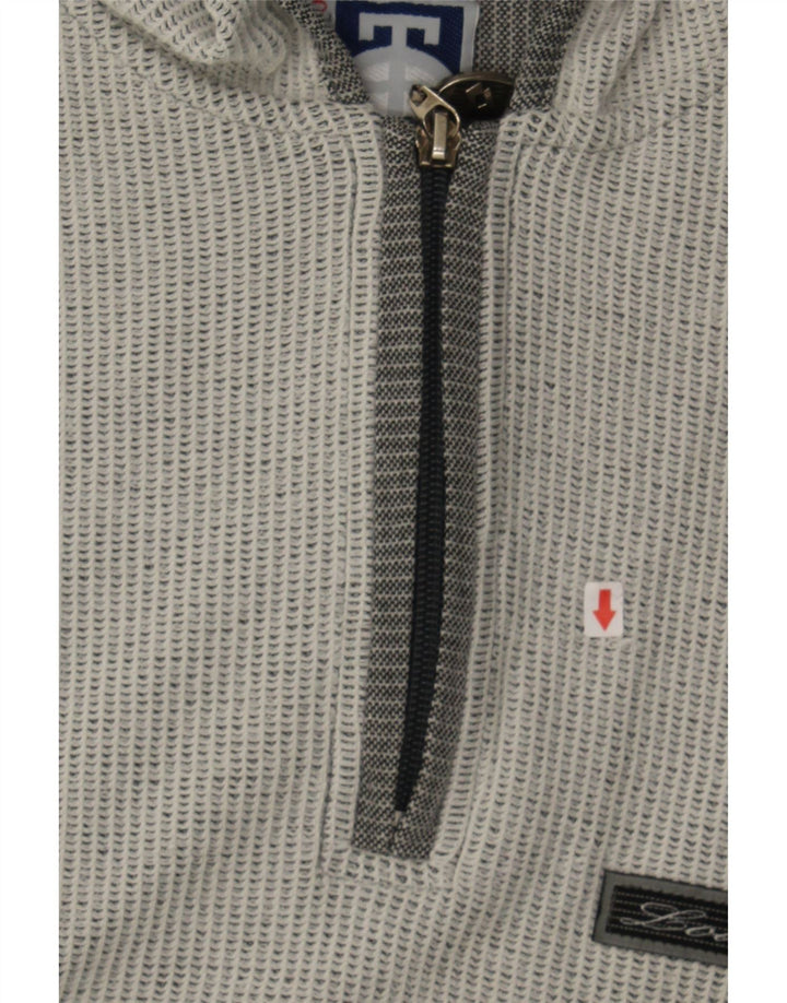 LOTTO Mens Zip Neck Hoodie Jumper XL Grey Cotton Vintage Lotto and Second-Hand Lotto from Messina Hembry 