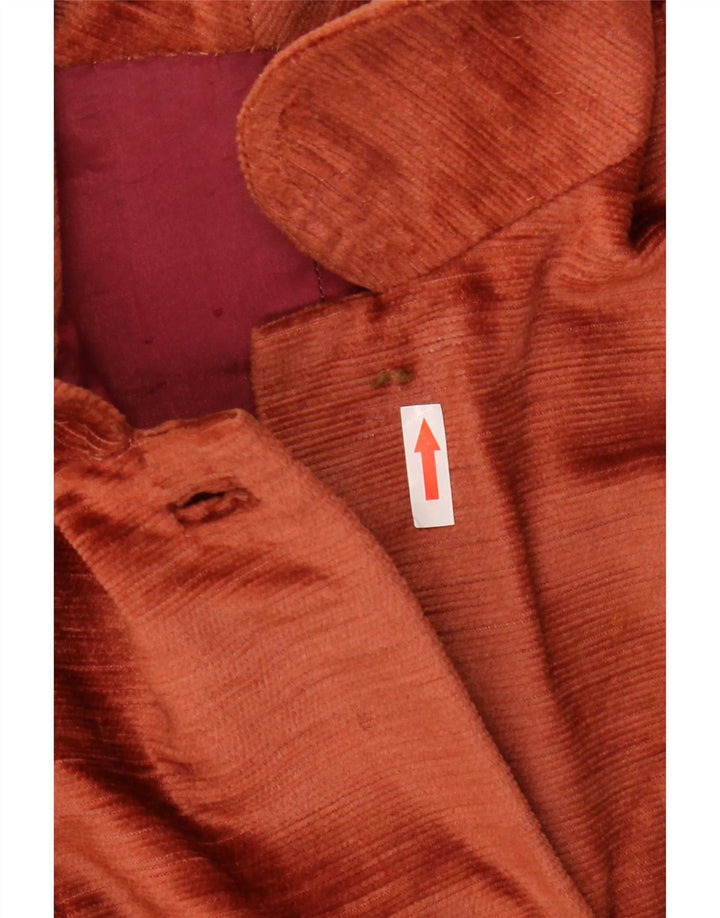 Vintage Womens Velvet Overcoat UK 10 Small Brown