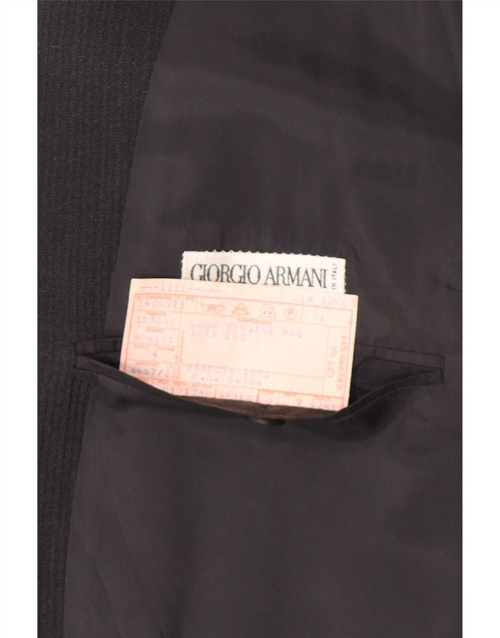 Giorgio Armani Mens 2 Button Blazer Jacket IT 52 XL Black Pinstripe