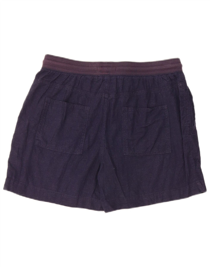 Marks & Spencer Womens Chino Shorts UK 12 Medium W32  Navy Blue Linen
