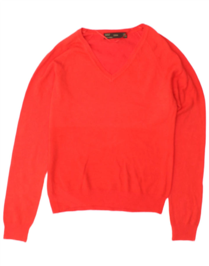 Zara Womens V-Neck Jumper Sweater UK 12 Medium Red Cotton