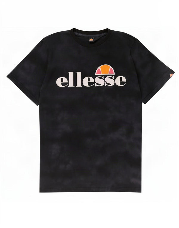 Ellesse Womens Grafisk T-Shirt Top UK 12 Medium Black Tie Dye Bomuld
